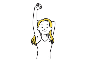 ストレッチする女性　シンプルな線の人物イラスト