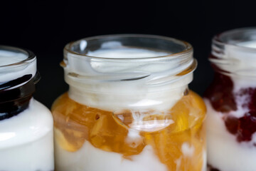 Yogurt made from fresh milk with the addition of sweet jam
