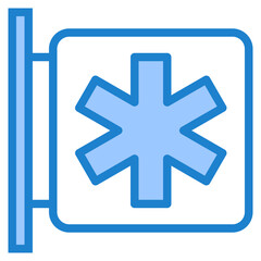 Obraz premium Hospital sign blue style icon