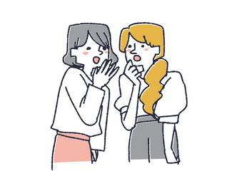 女性二人が固まって噂話をしている様子