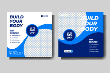 modern fitness and gym sport social media vector template