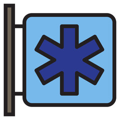 Fototapeta premium Hospital sign color line style icon