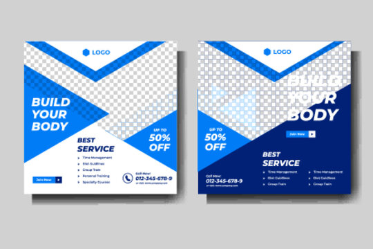 modern fitness and gym sport social media vector template