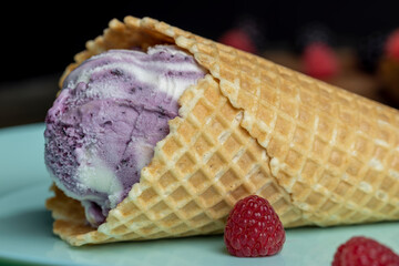Ice cream with creamy blueberry flavor