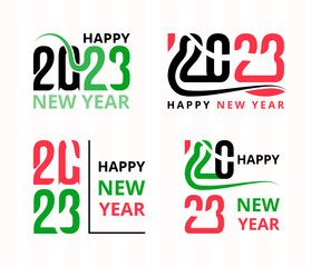 Obraz premium Happy new year 2023 modern typography t-shirt design with geometric text