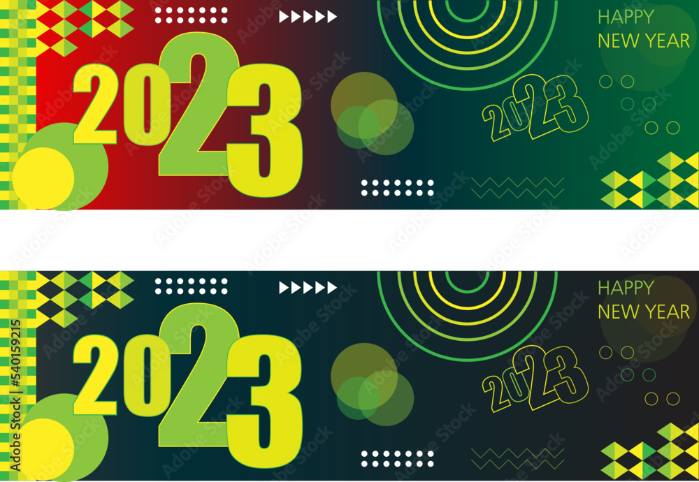 Poster happy new year 2023 text design with modern calligraphy and multi color background style. creative g