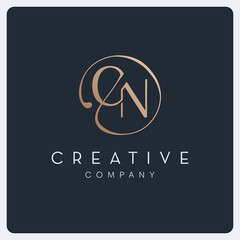 Signature CN logo design, creative initial letter logo for business and company.