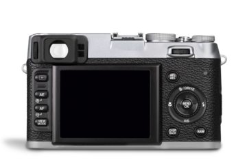 Old camera on white background