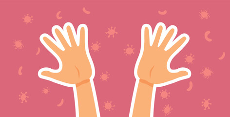 Clean Hands Protected from Viruses Vector Cartoon illustration. Person using antiviral sanitizing products fighting illness transmission
