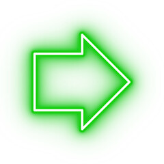 Neon green arrow icon, arrow icon on transparent background