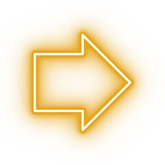 Neon yellow arrow icon, arrow icon on transparent background