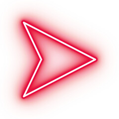 Neon red arrow icon, arrow icon on transparent background