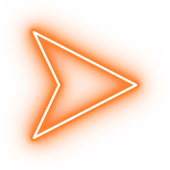 Neon orange arrow icon, arrow icon on transparent background
