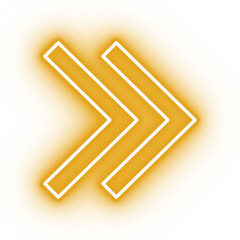 Neon yellow arrow icon, arrow icon on transparent background