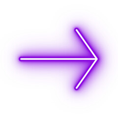 Obraz premium Neon purple arrow icon, arrow icon on transparent background