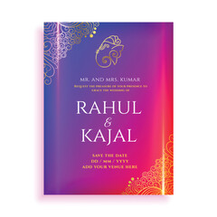colorful indian wedding invitation luxurious card design