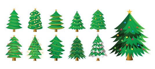 set of decorative christmas tree ornaments design