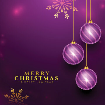 merry christmas purple background with xmas element design