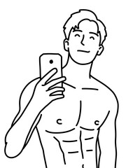 black and white of cute man cartoon for coloring