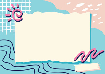 hand drawn vector paper collage frame background