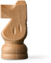 Wooden chess piece, horse, isolated