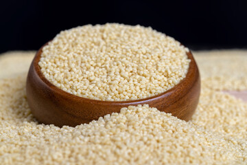 Fresh raw porridge couscous from wheat or millet