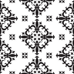 シームレスの紋章の背景イラスト、ベクター画像、ビンテージ、クラシック、レトロ、伝統、欧州、白黒