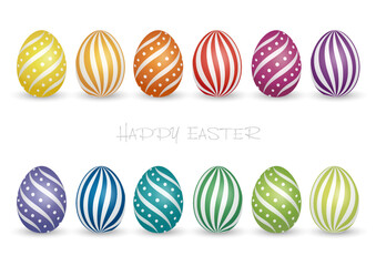 Colorful Easter Egg Vector Illustration Set Isolated On A White Background.