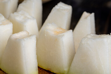 Sliced ripe melon , close up
