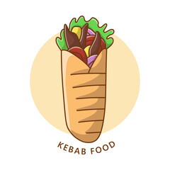 Kebab Beef Logo. Food and Drink Illustration. Turkish Food meal Icon Symbol