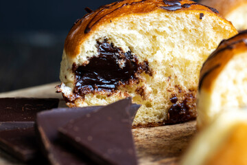 Yeast Sweet Donuts with Chocolate Filling