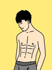 Fototapeta premium cute man cartoon on yellow background