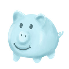 Watercolor painting pig piggy bank pattern.  
