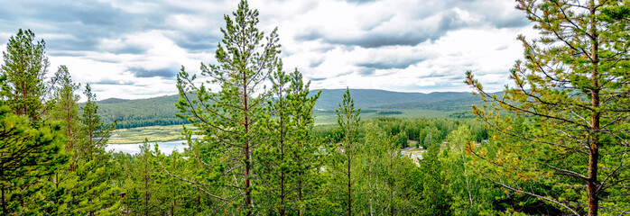 beautiful view of the wooded Ural mountains