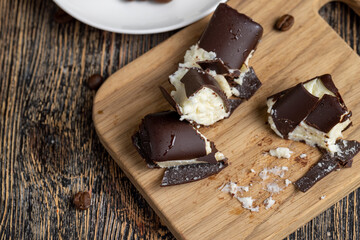 Sweet curd cheese made from milk with milk chocolate