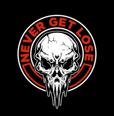 skull head vector illustration emblem black and red