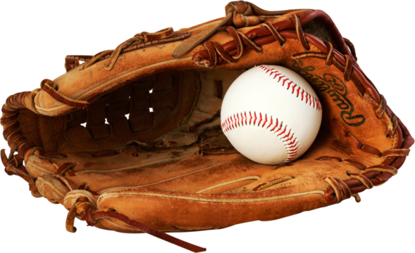 Baseball glove with a ball in it - isolated image