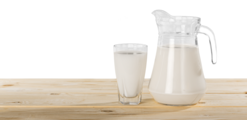 milk on table and sunny trees