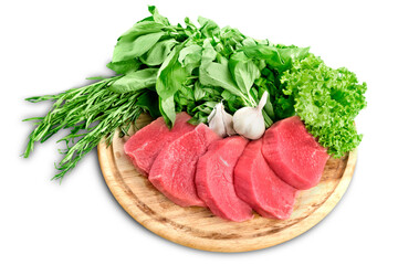 Fresh Raw Meat Background on white background