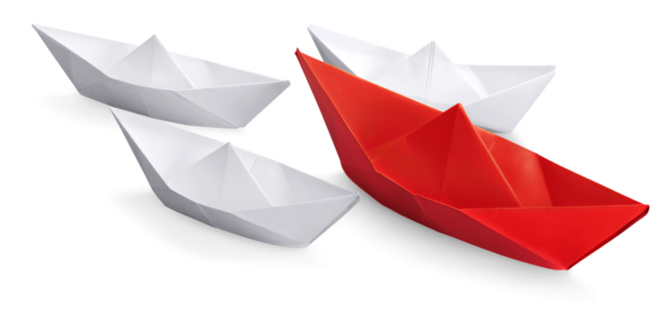 Set of   paper ships,Leadership concept
