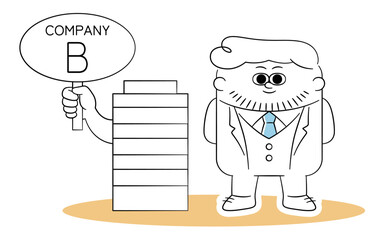 オフィスビルとビジネスマンのセット