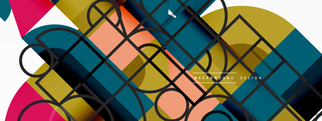 Fototapeta premium Minimal geometric abstract background. Circle square and triangle design. Trendy techno business template for wallpaper, banner, background or landing