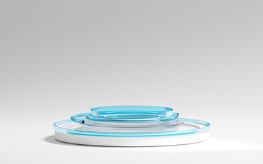 White Blue Glass HUD Tech Futuristic Podium Simple 3D Render - 540175474