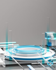 White Blue Glass HUD Tech Futuristic Podium 3D Render © natanaelginting