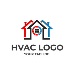 HVAC, house heating and air conditioning logo installation