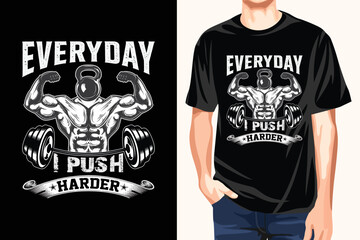 gym t-shirt design template, Workout training fitness t-shirt, fitness t-shirt design, gym t-shirt design, Gym motivational quote, Workout inspirational quote, Vector design for gym