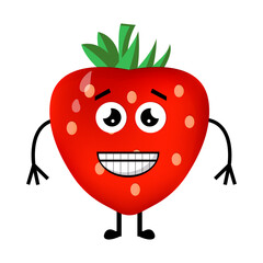 Obraz premium Vector Illustration Strawberry Character