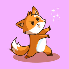 Premium vector l cute fox design charachter simple flat illustration.