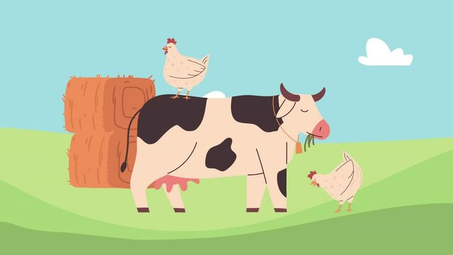 farmer cow animal character animation