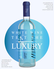 White wine bottle design template